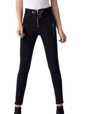 Blue Revival High Rise Zip Me Up Skinny Jeans, Black, Size 30.